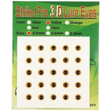 Ochi Strike Pro pentru momeli 3D 4mm(25buc)Yellow