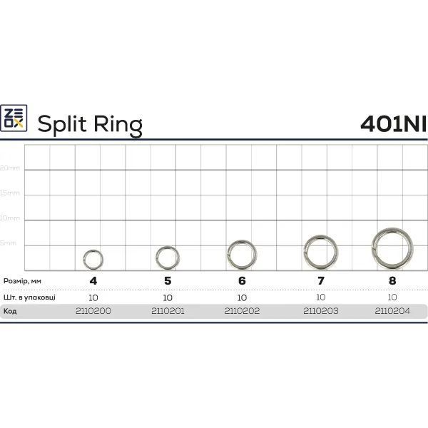 Inel despicat ZEOX Split Ring 401NI №7(10buc)