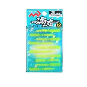 Силикон Dragon RF Ocean Current Worm 1.5(10шт)Yellow Chart Lame