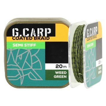 Fir de forfac cu &icirc;nveliș GC G.Carp Coated Braid Semi Stiff 20m 15lb Weed Green