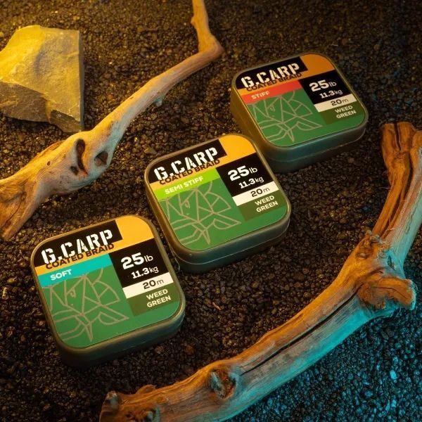 Поводочный материал в оплетке GC G.Carp Coated Braid Semi Stiff 20м 25lb Weed Green