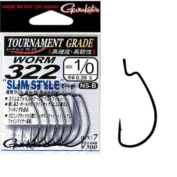 Крючок Gamakatsu Worm 322 Slim Style №1/0(7шт)