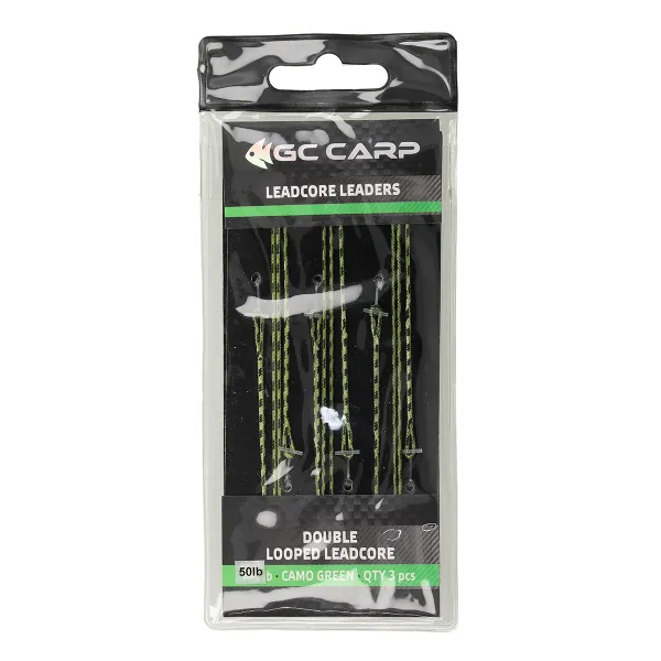 Оснастка GC Double Looped Leadcore 75см 50lb(3шт)Caмo Green goldencatch.md