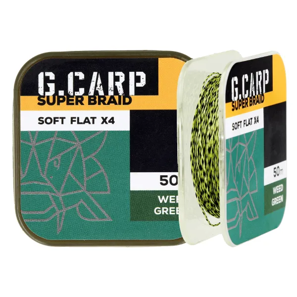 Поводочный материал GC G.Carp Super Braid Soft Flat X4 50м 15lb Weed Green goldencatch.md