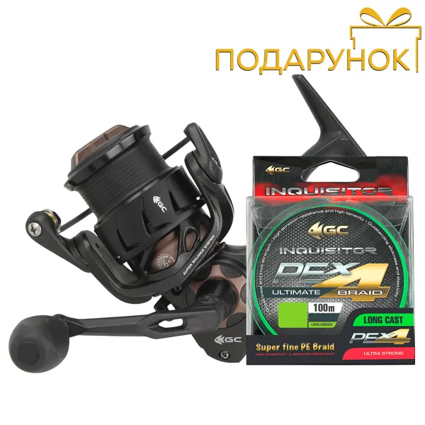 Катушка GC Inquisitor 3000S + шнур GC Inquisitor PE X4 100м Lime Green #1.0 goldencatch.md