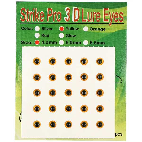Глаза Strike Pro для приманок 3D 4мм(25шт)Yellow goldencatch.md