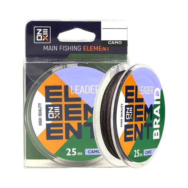Поводочный материал ZEOX Element Leader Braid 25м Camo 0.40мм goldencatch.md