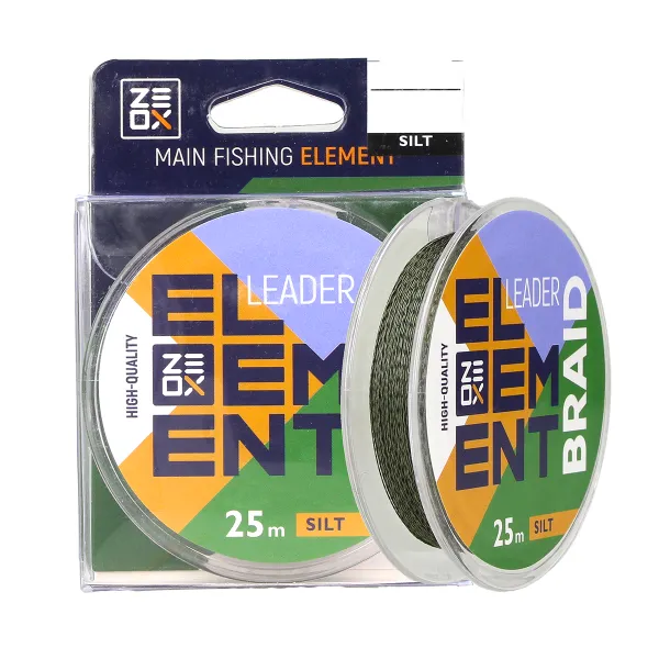 Поводочный материал ZEOX Element Leader Braid 25м Silt 0.14мм goldencatch.md